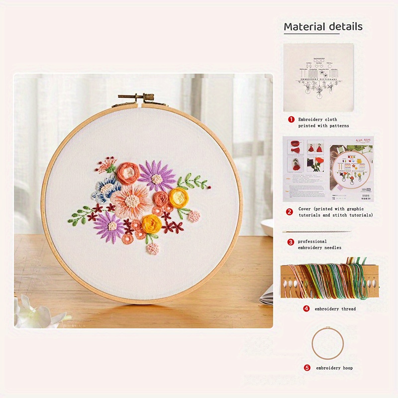 Embroidery Starter Kit With Pattern And Instruction For - Temu