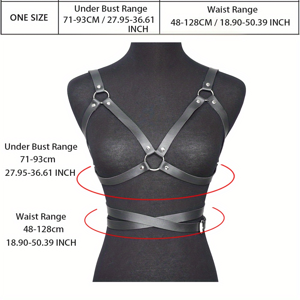 Adjustable Hollow Bra Harness Gothic Rivet Belt Black Pu - Temu Canada