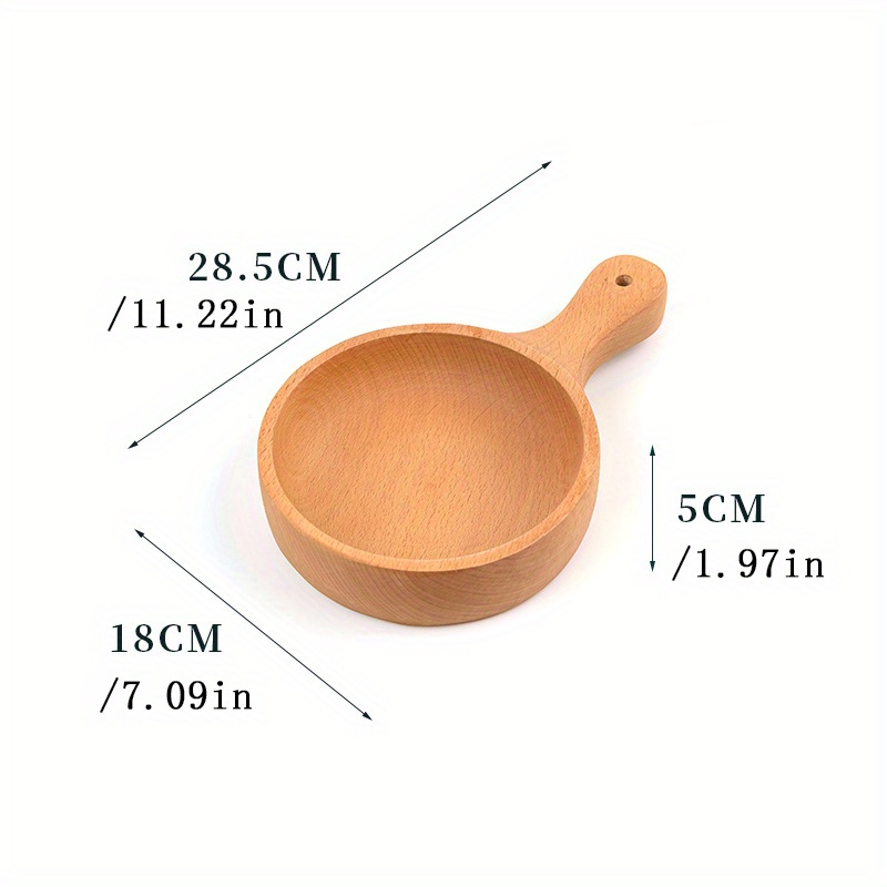 Beech Wood Salad Bowl with Handle for Outdoor Dining