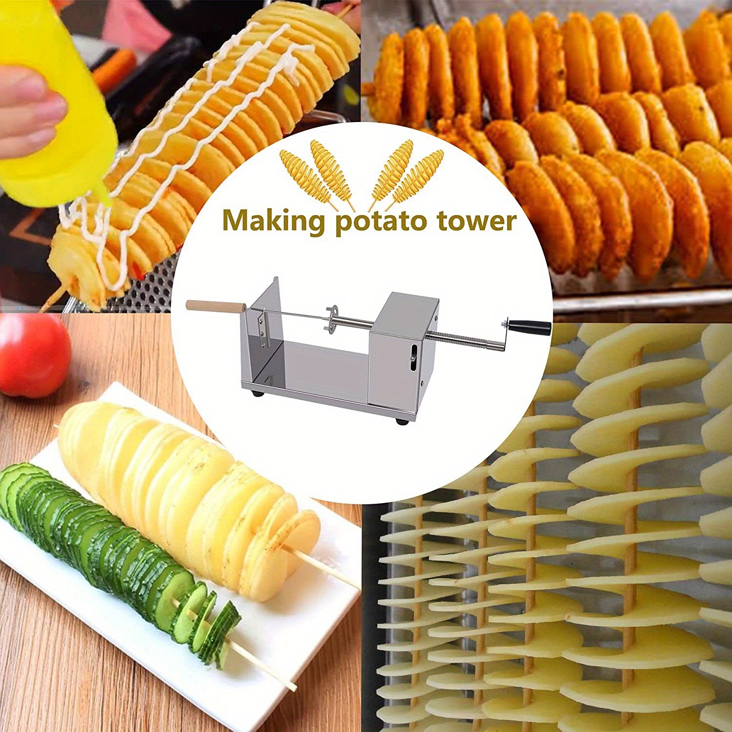 Travelwant 3 in 1 Manual Tornado Potato Slicer Spiral Potato Cutter Twisted Potato  Slicer Spiral Twister Cutter Thicker Stainless Steel Vegetables Cutting  Machine 