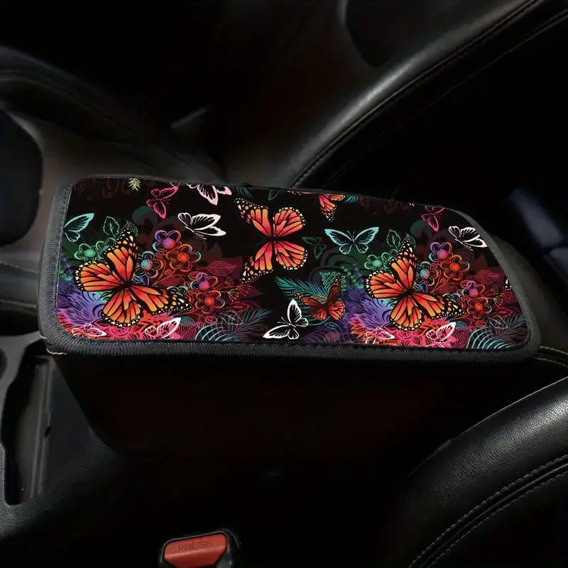 Kreative Schmetterlingsmuster Auto Universal Mittelarmlehne Box Abdeckung  Auto Innen Armlehne Box Matte Tauchmaterial Rutschfeste Matte Auto