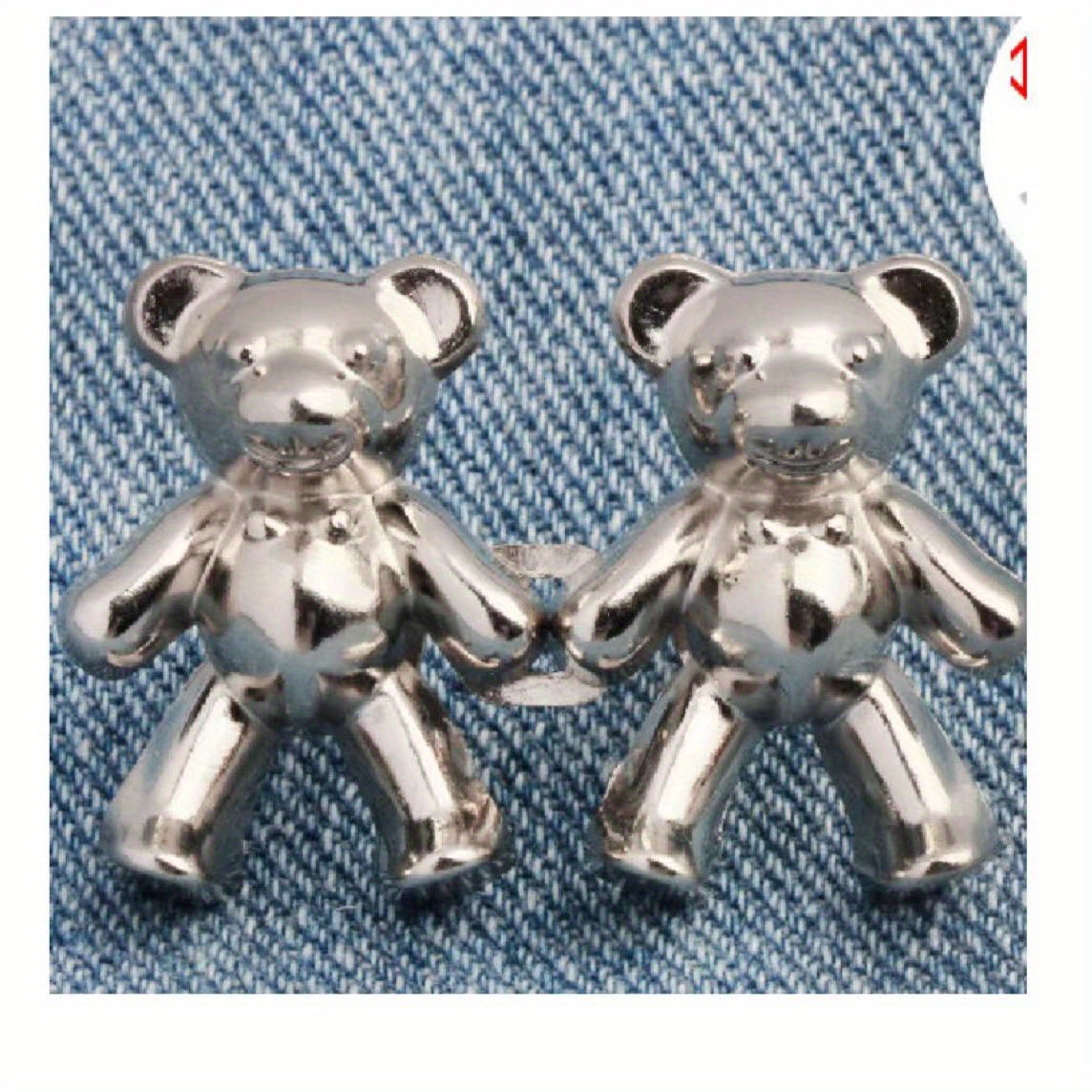 4pairs Cute Bear Button Pins For Jeans, No Sew And No Tools Instant Pant  Waist Tightener, Adjustable Jean Buttons Pins For Loose Jeans 4 Sets Jeans  Button Replacement Pant Clips For Waist