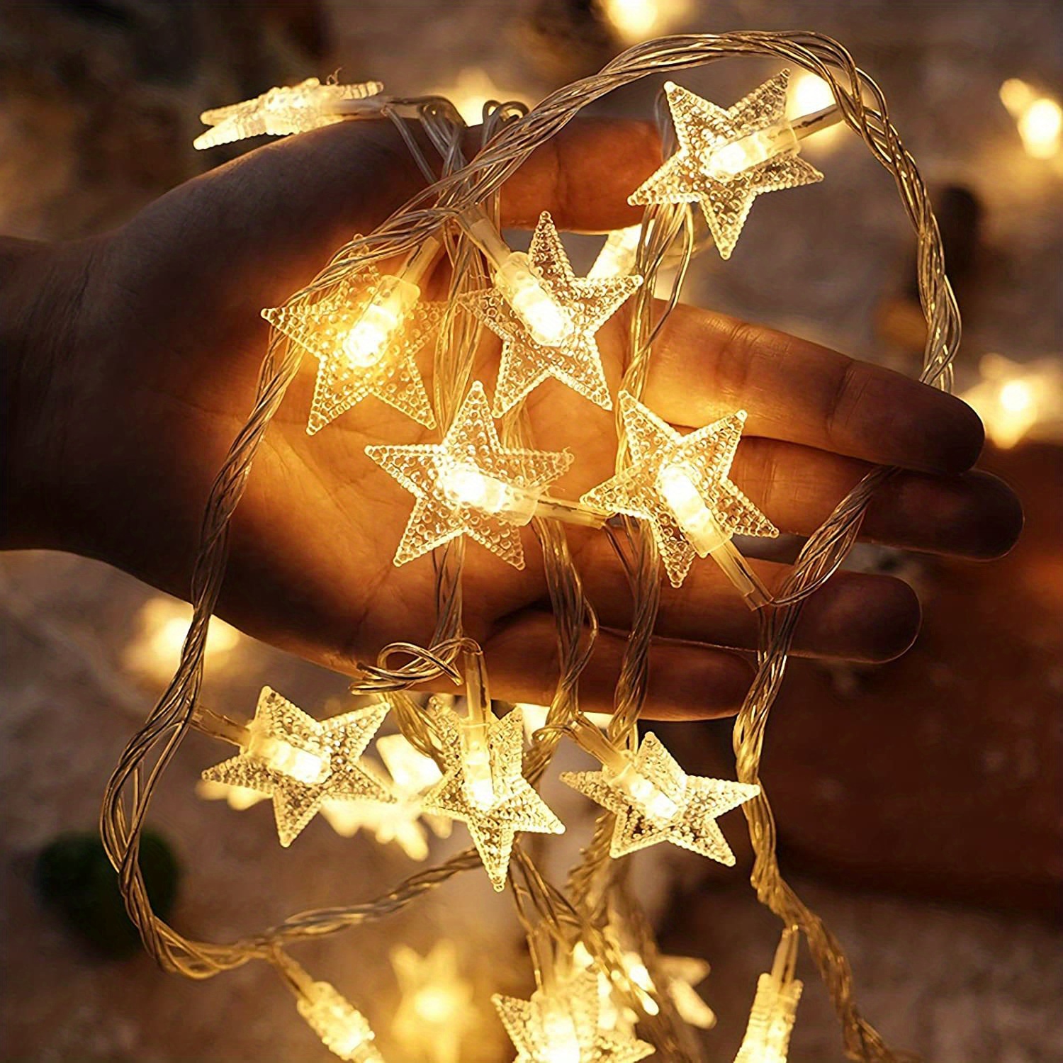 1pc Star-Shaped Fairy Lights - Battery-Powered, Indoor Decor for Mother'S Day, Halloween, Christmas, and Parties - Soft Warm Glow, PVC Material, No Electronic Components Needed, Party Lighting | Starlight Effect | Durable Plastic Lights, Fairy Lights Decor