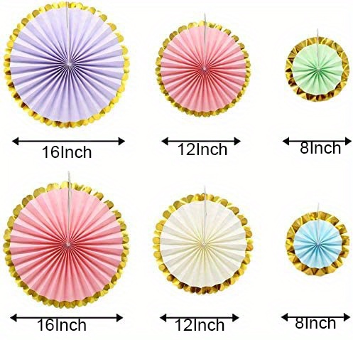 ANSOMO Pastel Rainbow Paper Fans Party Decorations Colorful Ice Cream  Easter Macaron Wall Hanging Light Pink Blue Purple Mint Peach Ivory Décor