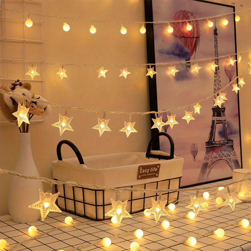 1pc Star-Shaped Fairy Lights - Battery-Powered, Indoor Decor for Mother'S Day, Halloween, Christmas, and Parties - Soft Warm Glow, PVC Material, No Electronic Components Needed, Party Lighting | Starlight Effect | Durable Plastic Lights, Fairy Lights Decor