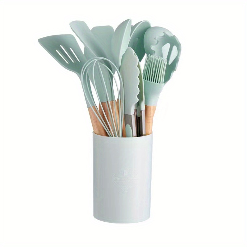 Premium Silicone Cooking Utensils Set With Wooden Handles - Temu