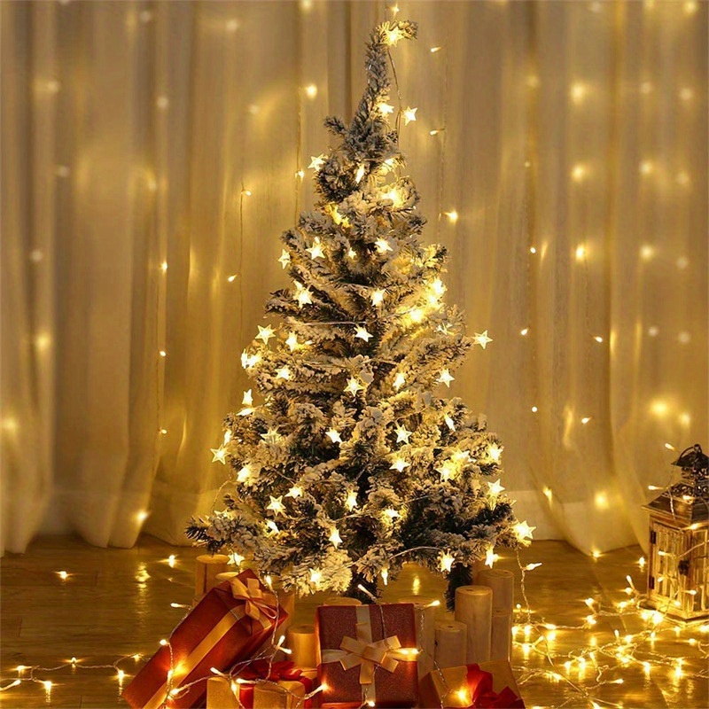 1pc Star-Shaped Fairy Lights - Battery-Powered, Indoor Decor for Mother'S Day, Halloween, Christmas, and Parties - Soft Warm Glow, PVC Material, No Electronic Components Needed, Party Lighting | Starlight Effect | Durable Plastic Lights, Fairy Lights Decor