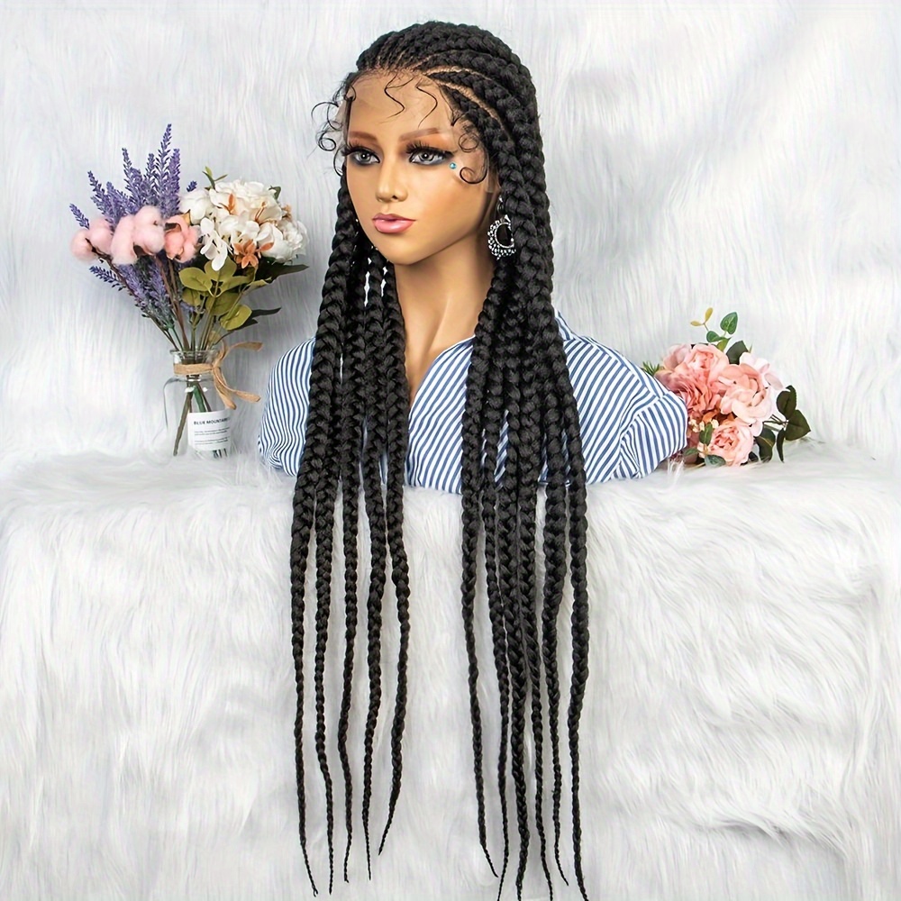 Full Lace Braided Wigs For Women Jumbo Box Braids Lace Front Wig With ...