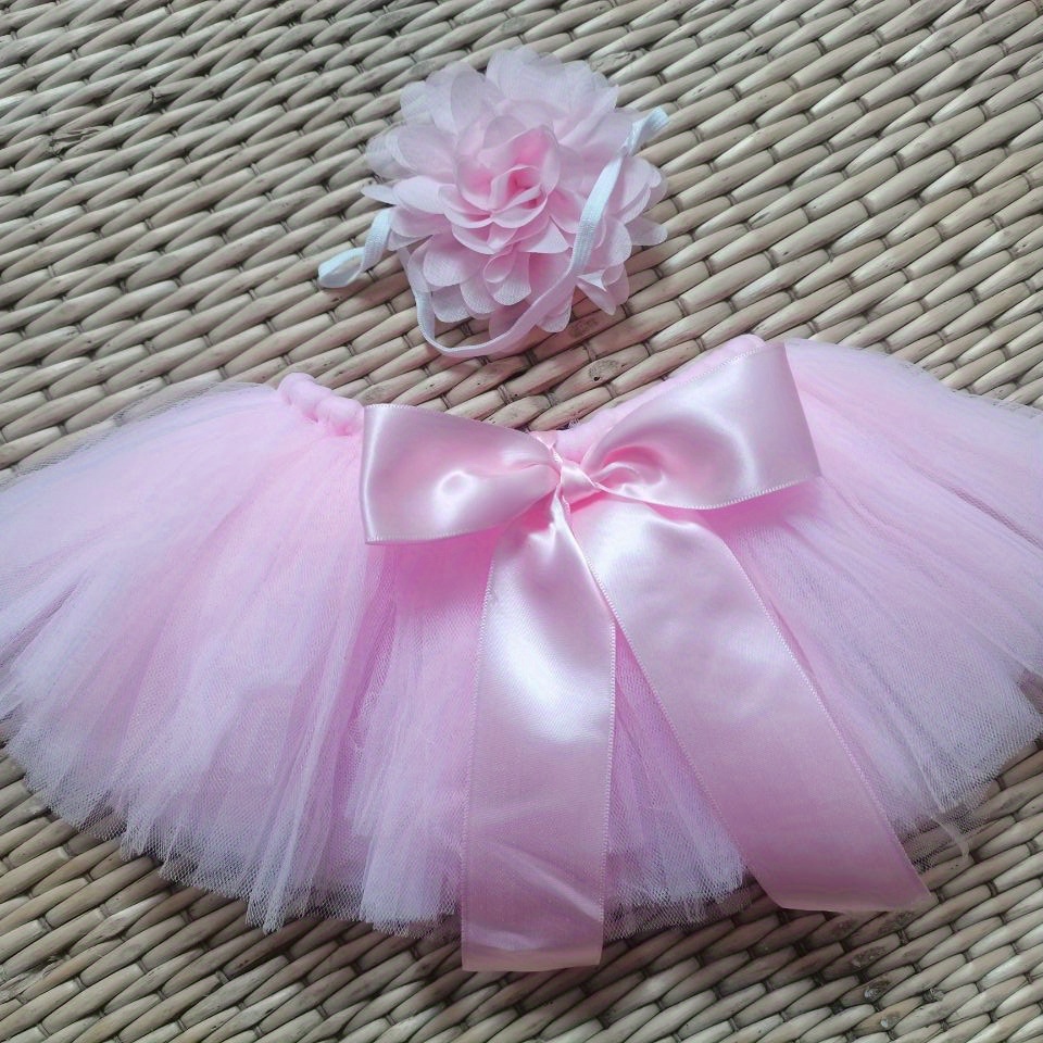 Girls Newborn to 1yrs Pink Sparkly Tutu Tulle Skirt With Beautiful Rose Ribbon  Bow. Photo Prop Tulle Skirt, Ready to Post 