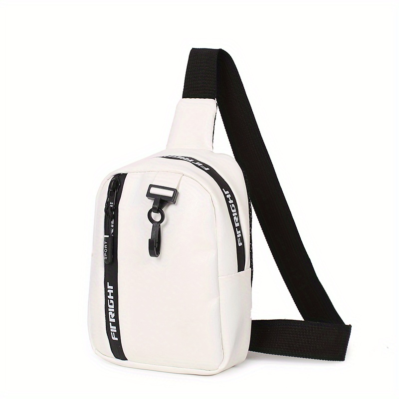 Letter Printed Sling Bag, Trendy Double Zipper Chest Bag, Casual Faux  Leather Crossbody Bag For Travel & Sports - Temu