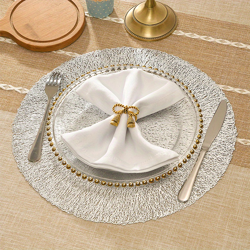 Elegant gold silver placemats for dining/kitchen table, gold plate