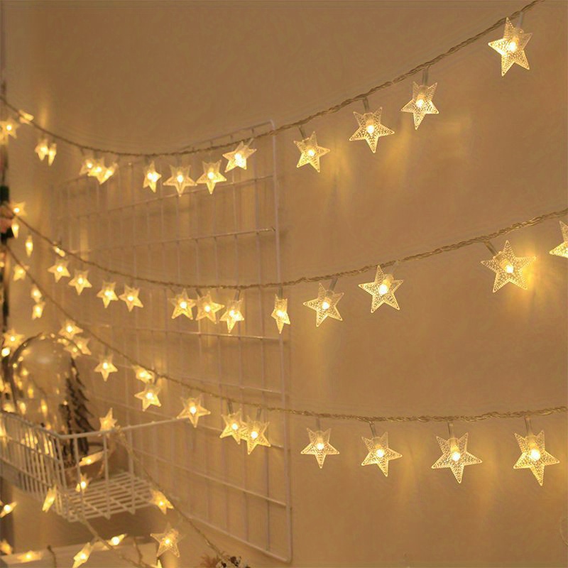 1pc Star-Shaped Fairy Lights - Battery-Powered, Indoor Decor for Mother'S Day, Halloween, Christmas, and Parties - Soft Warm Glow, PVC Material, No Electronic Components Needed, Party Lighting | Starlight Effect | Durable Plastic Lights, Fairy Lights Decor