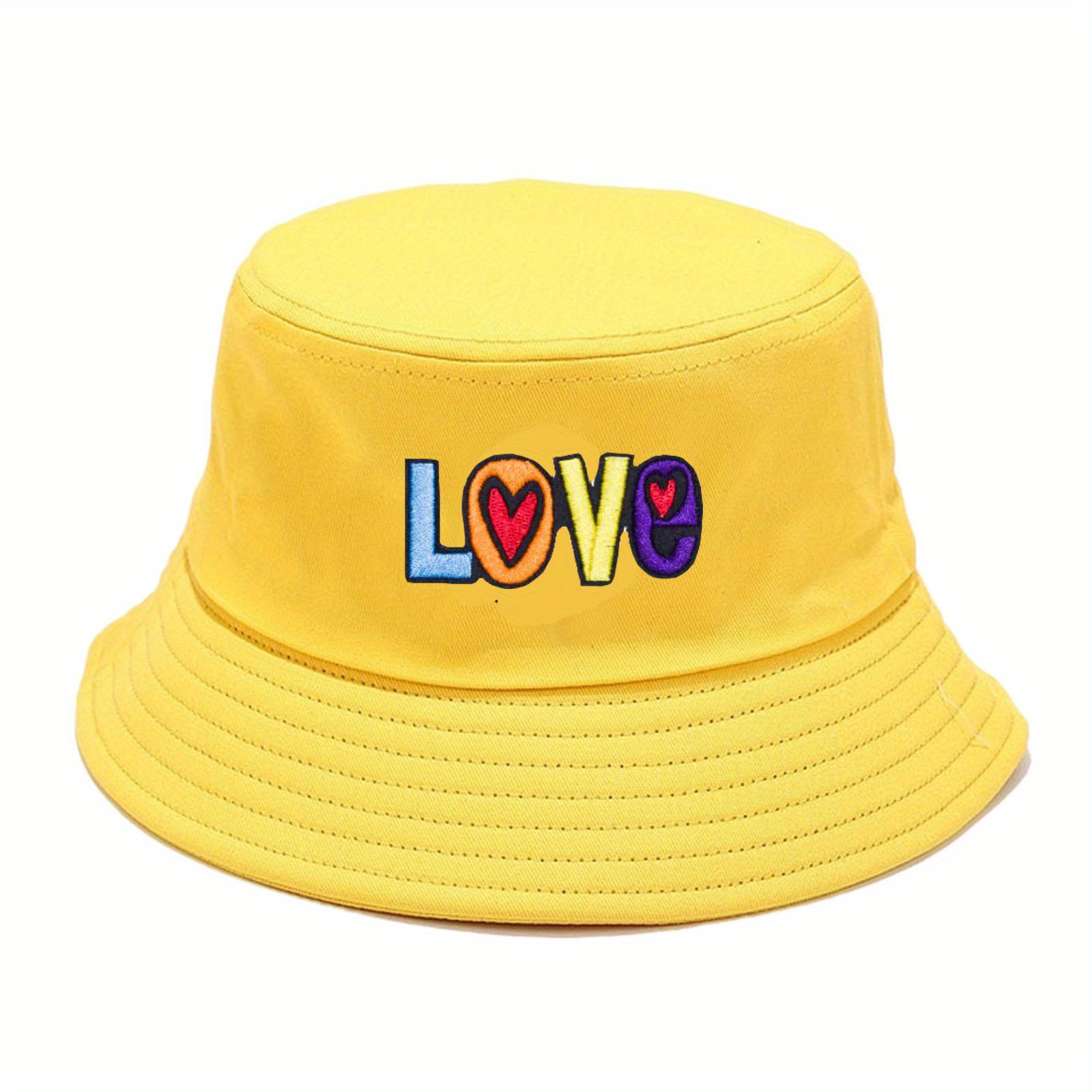 Mens Bucket Hat Love Embroidered Fisherman Hat
