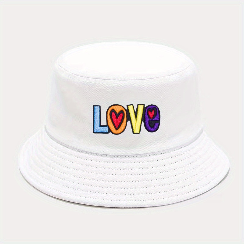 Mens Bucket Hat Love Embroidered Fisherman Hat