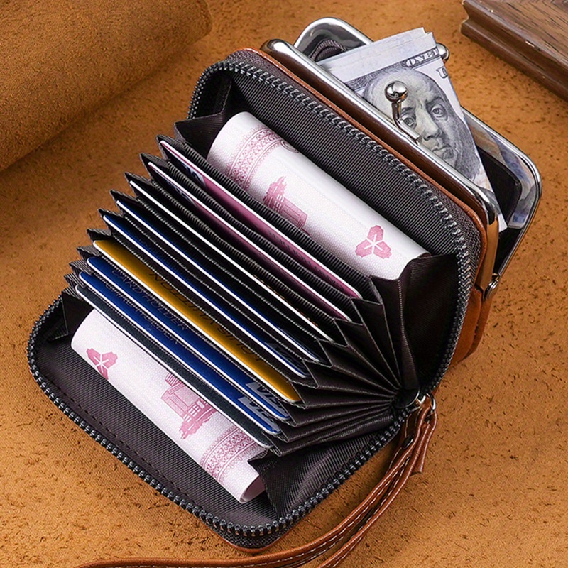 Kiss-lock Mini Coin Purse, Pu Leather Fashion Wallet, Retro Style Zipper  Coin Purse - Temu