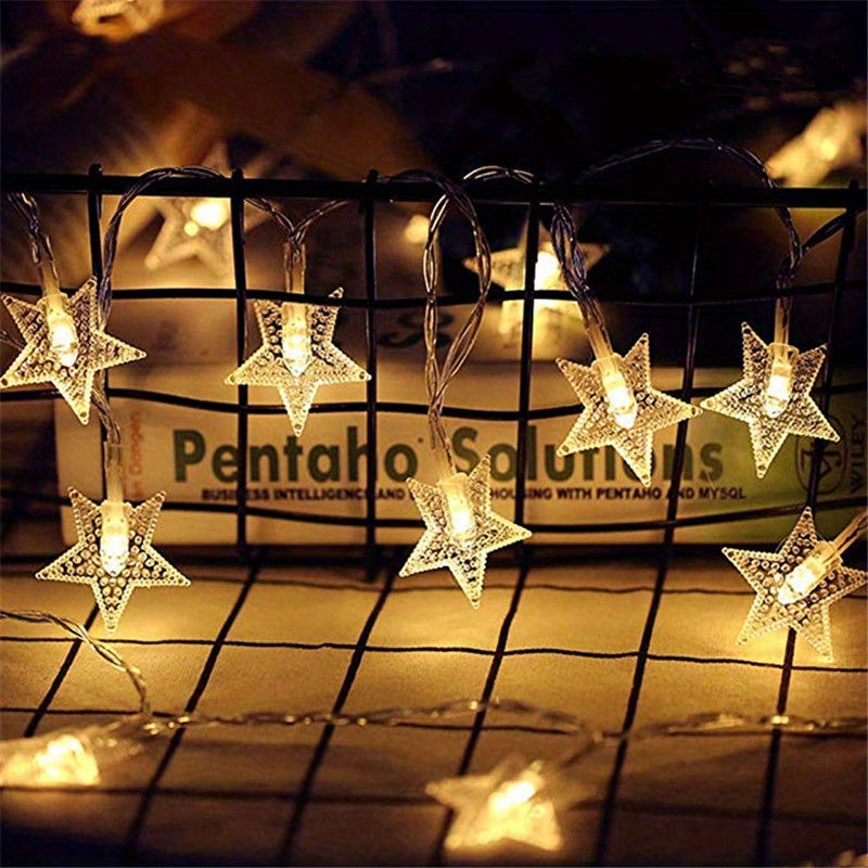 1pc Star-Shaped Fairy Lights - Battery-Powered, Indoor Decor for Mother'S Day, Halloween, Christmas, and Parties - Soft Warm Glow, PVC Material, No Electronic Components Needed, Party Lighting | Starlight Effect | Durable Plastic Lights, Fairy Lights Decor