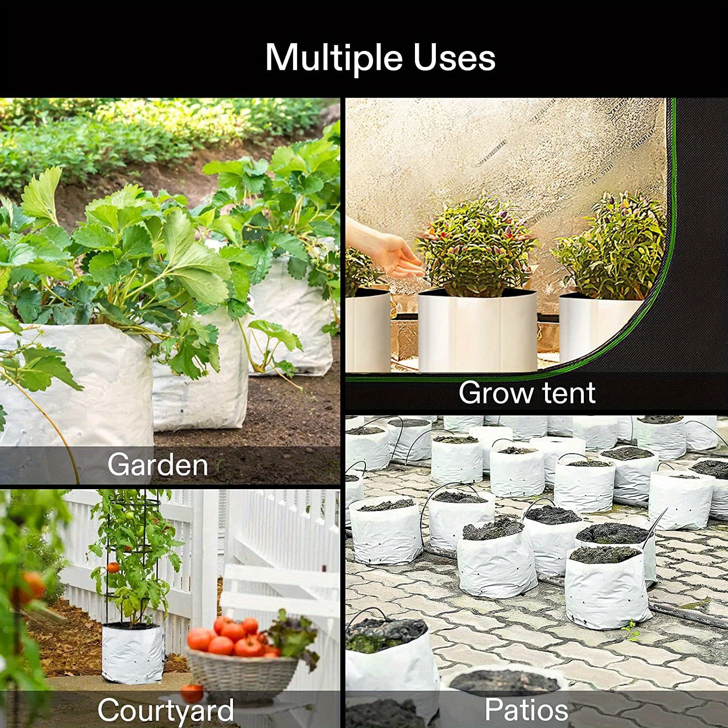 30pcs Plant Bags Black And White Containers For Plants Thick Plastic