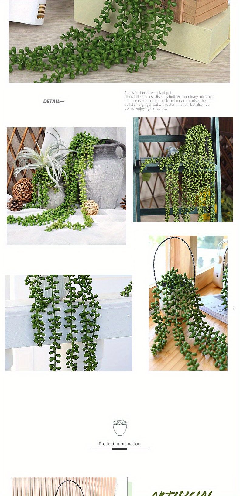 Artificial Succulents Hanging Plants 12.2'' Fake String of Pearls in Pot  with 8.3'' Lanyard 2pcs - Artificial Plants & Flowers, Facebook  Marketplace