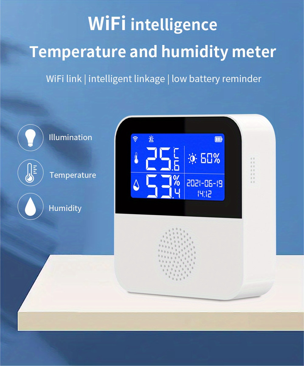 WiFi Temperature Sensor with Waterproof External Probe,Tuya Smart Temperature Humidity Monitor with Backlight LCD Display,Remote Monitor for
