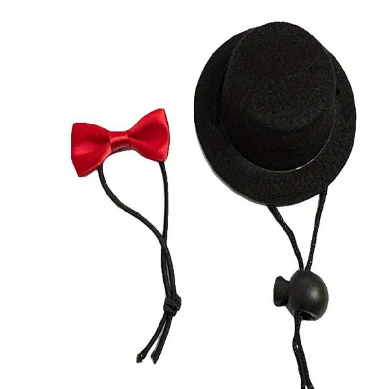 2Pcs Small Animals Hats and Bow Ties Set Pet Accessories