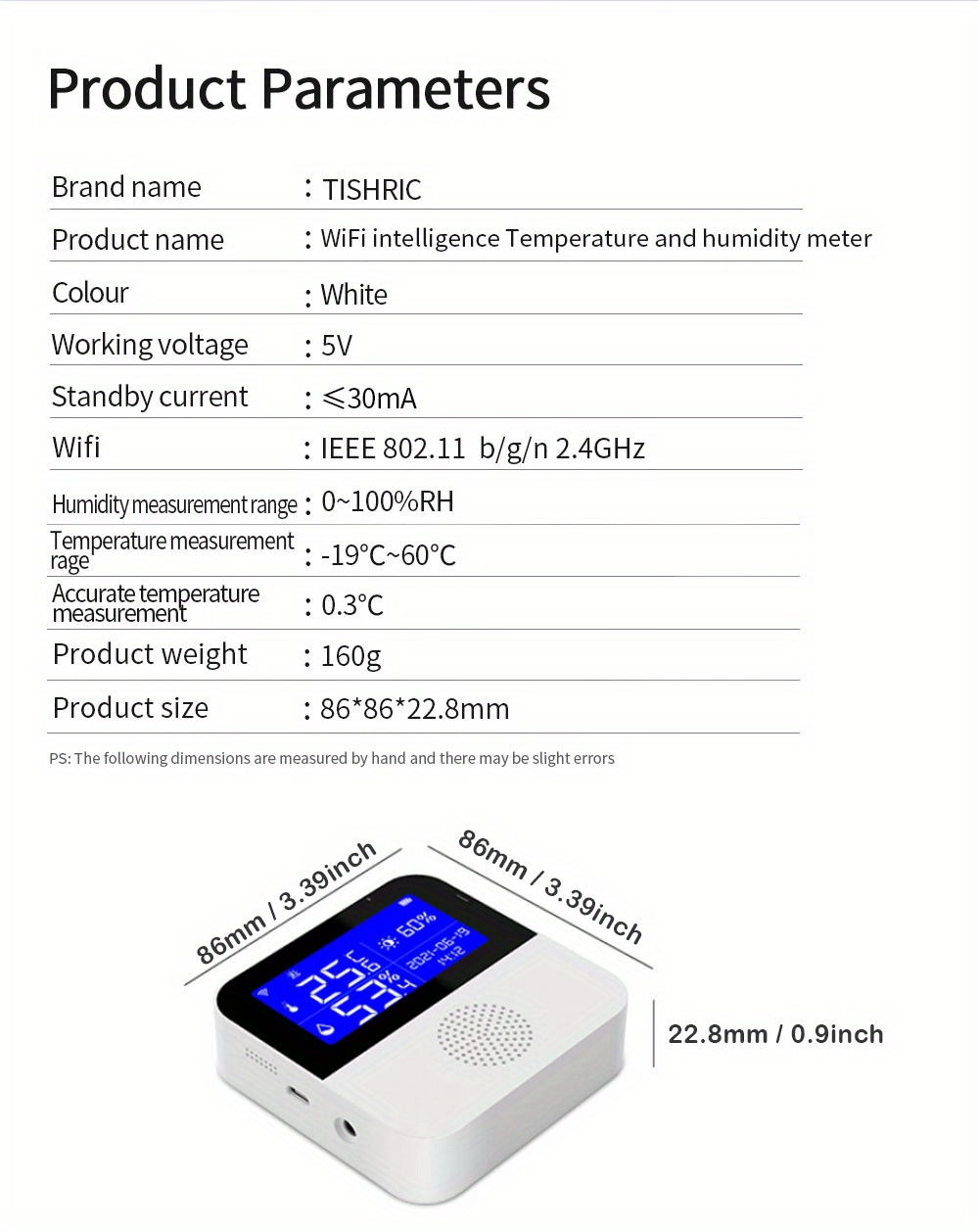 WiFi Temperature Sensor with Waterproof External Probe,Tuya Smart  Temperature Humidity Monitor with Backlight LCD Display,Remote Monitor for  Incubator