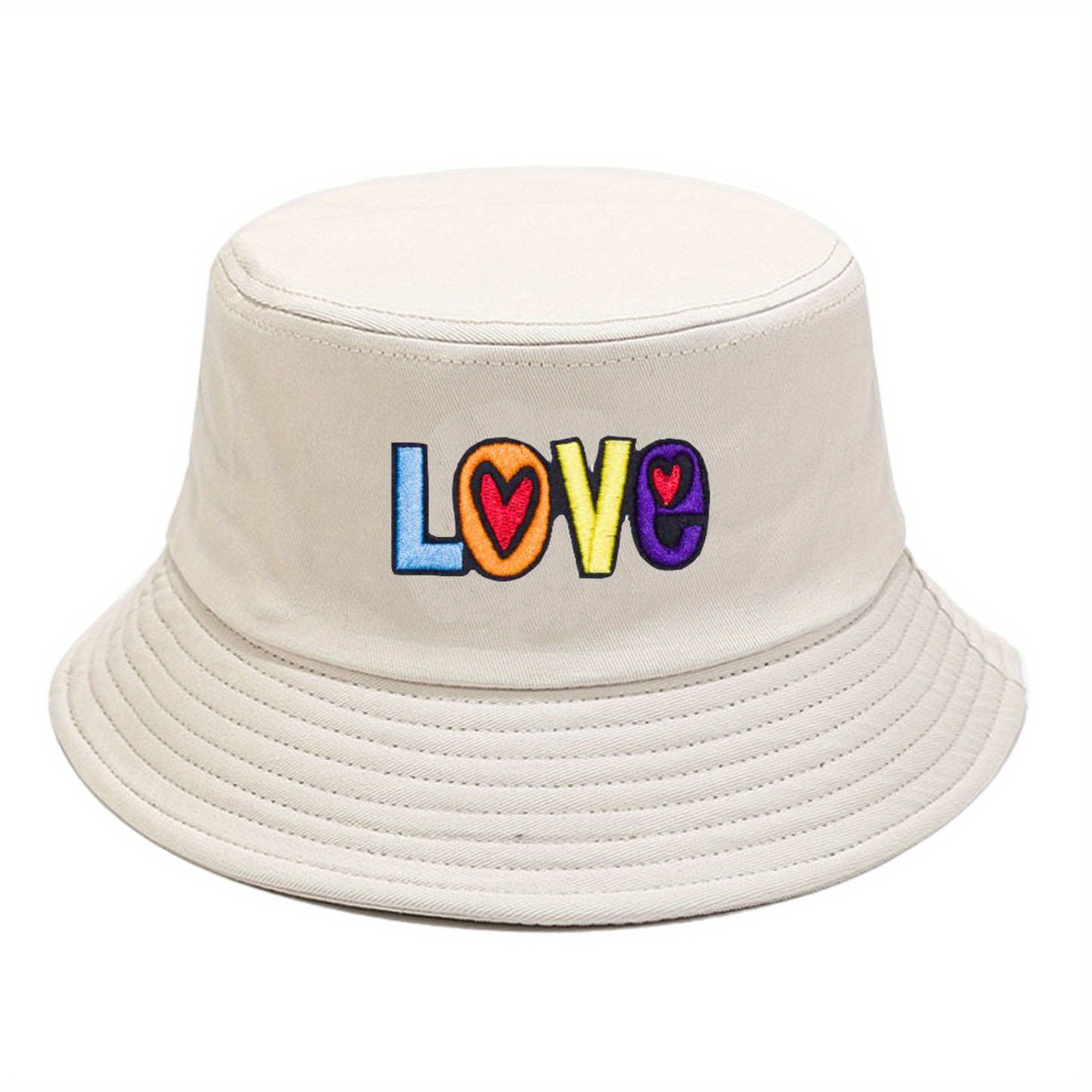 Mens Bucket Hat Love Embroidered Fisherman Hat