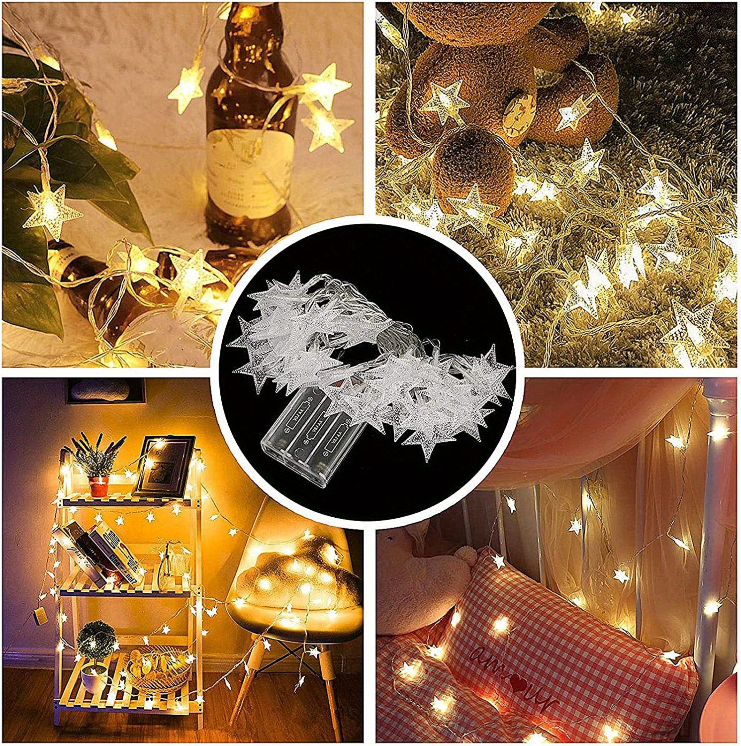 1pc Star-Shaped Fairy Lights - Battery-Powered, Indoor Decor for Mother'S Day, Halloween, Christmas, and Parties - Soft Warm Glow, PVC Material, No Electronic Components Needed, Party Lighting | Starlight Effect | Durable Plastic Lights, Fairy Lights Decor