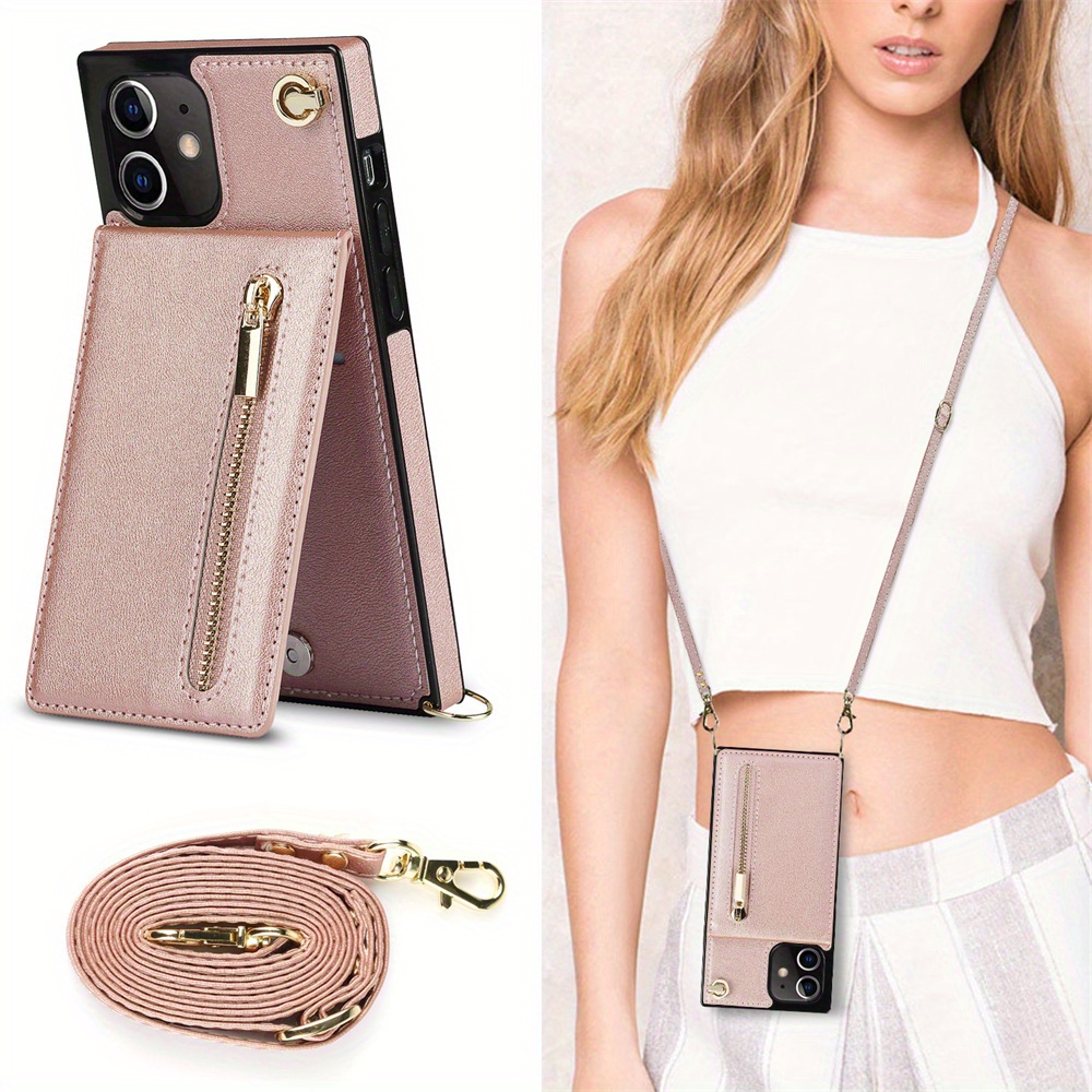 Crossbody Lanyard Wallet Phone Case for iPhone 14 Plus 13 12 11 Pro Max  Zipper Pocket Purse Credit Card Holder Leather Cover