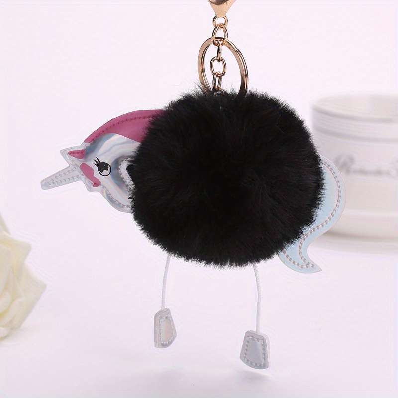 Plush Unicorn Keychain Cute Pom Pom Animal Key Chain Ring Purse Bag  Backpack Charm Car Hanging Pendant Women Girls Gift - Temu