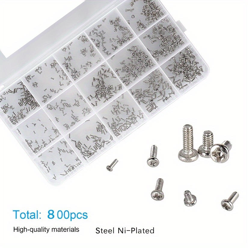 1000 Pcs Small Phillips Pan Head Screws Assortment Kit Micro Tiny  Electronic