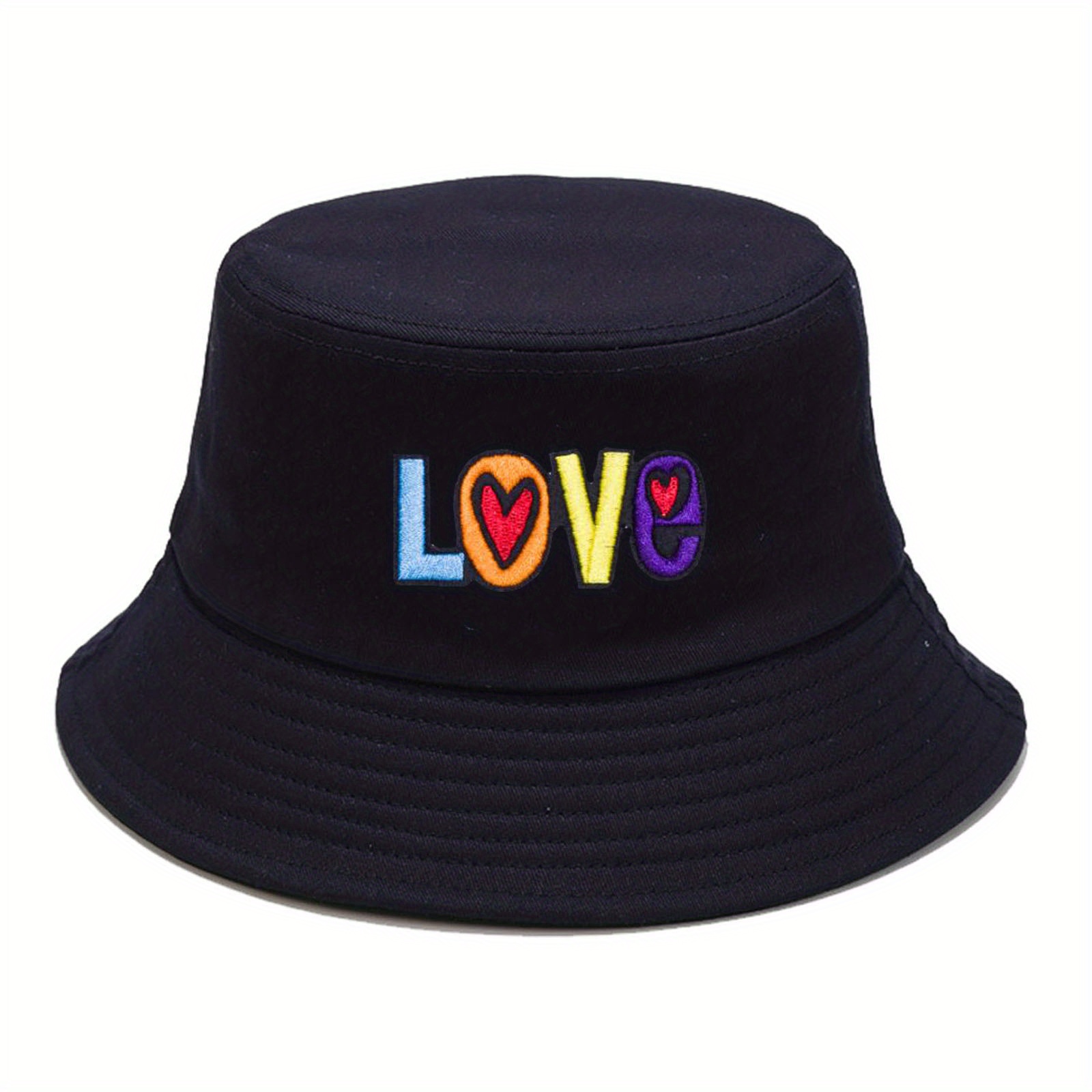 Mens Bucket Hat Love Embroidered Fisherman Hat