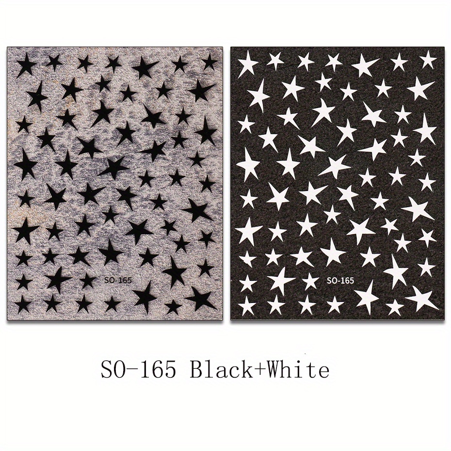 1 Sheet Laser Star Nail Sticker Gold White Silver Black Mansing Star Shape  Nail Decals Bling