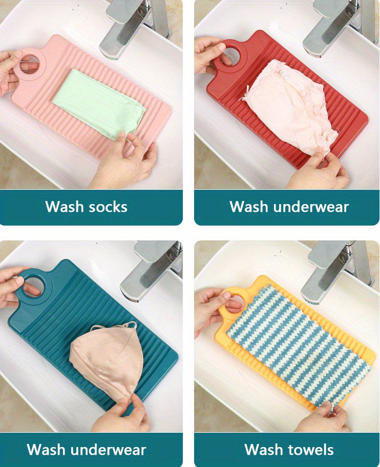 Washboard Basin Clothes Hand Wash Board Non Slip Small Delicate Articles  Washing Supplies Laundry Basin for Outdoor Underwear Pink 