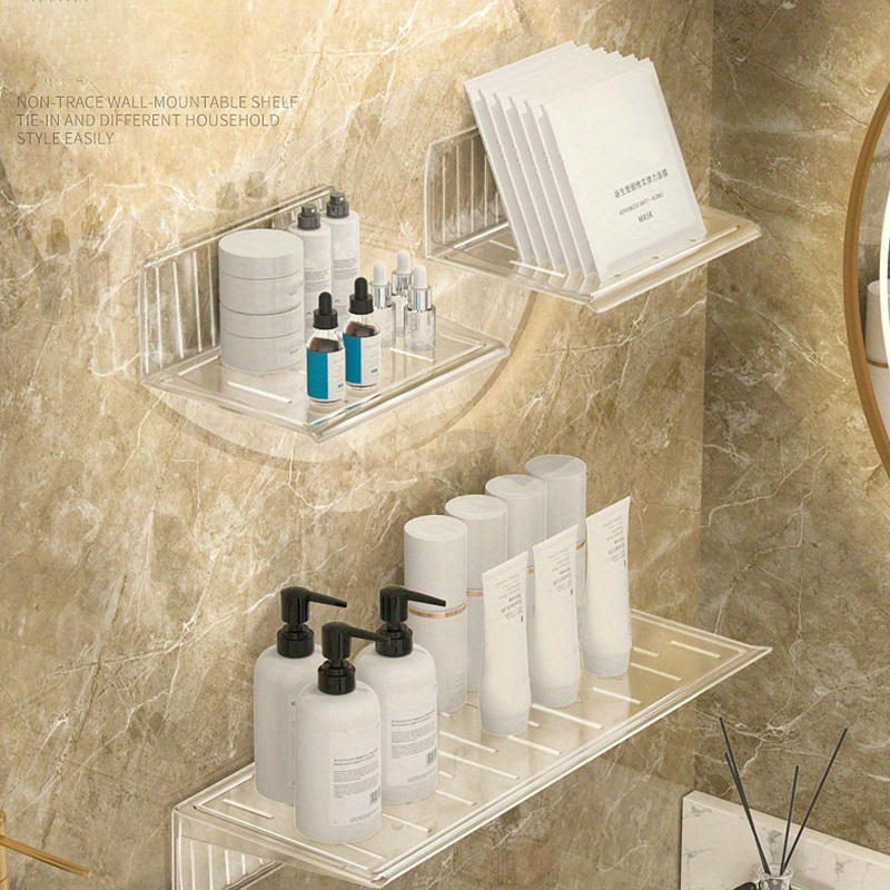 Bathroom Acrylic Corner Shelf Adhesive Shower Shelf – Living and Home