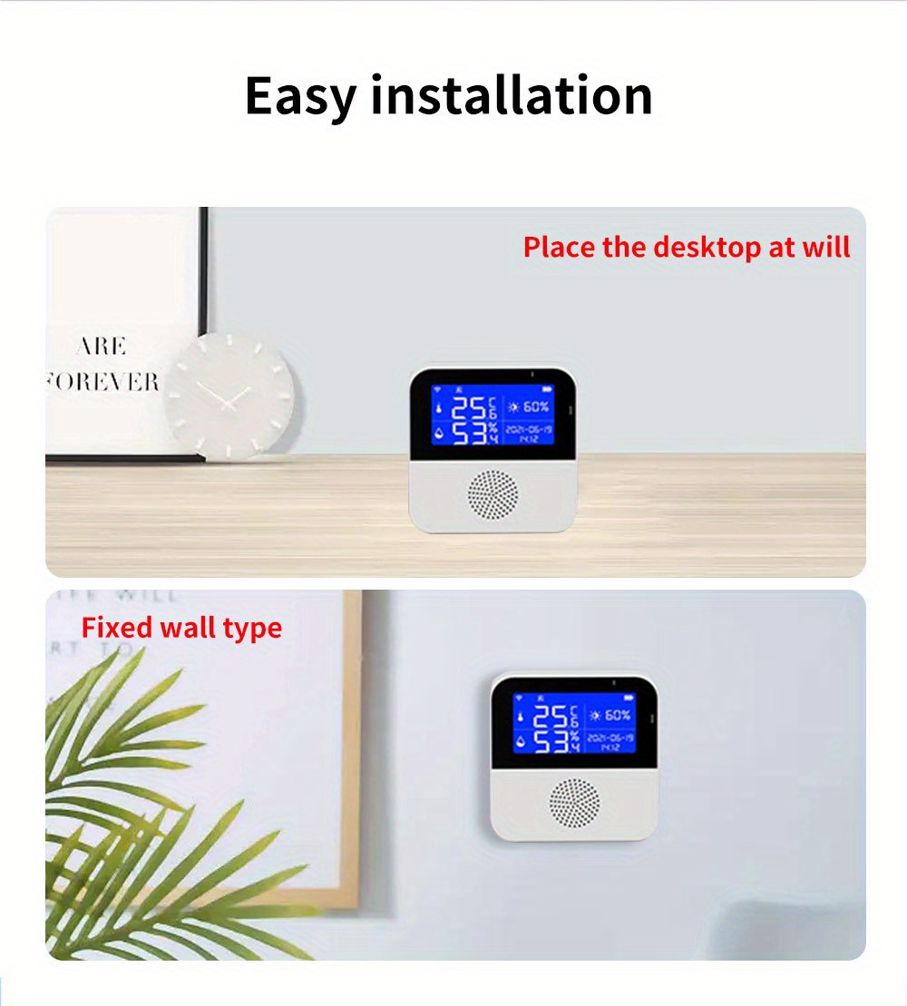 WiFi Temperature Sensor with Waterproof External Probe,Tuya Smart  Temperature Monitor with Backlight LCD Display,Rechargeable Battery,Remote  Monitor