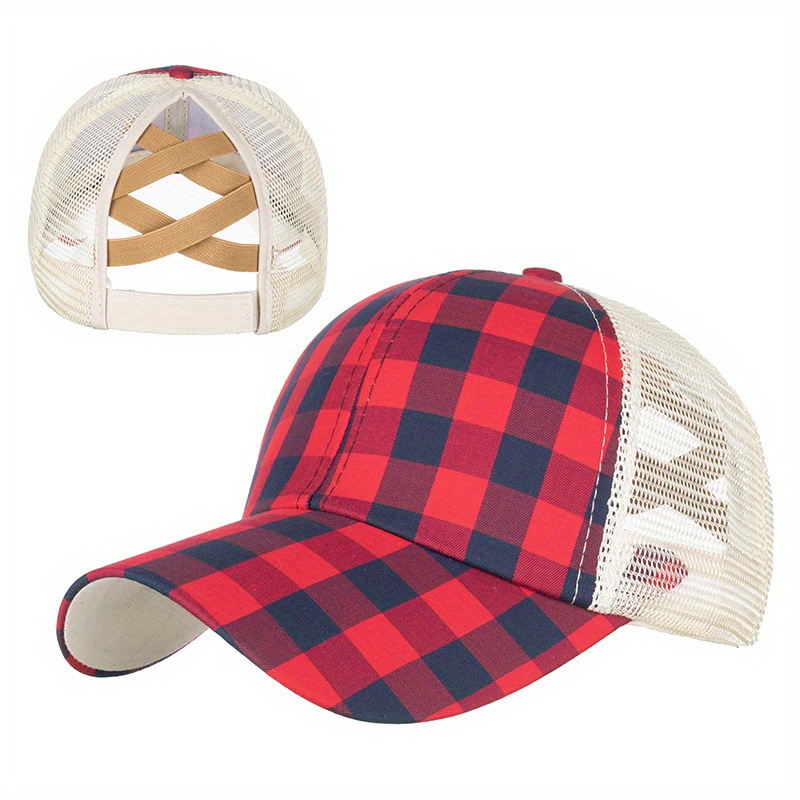 Print Mesh Ponytail Trucker Hat Hip Hop Baseball Cap Lightweight Dad Hat