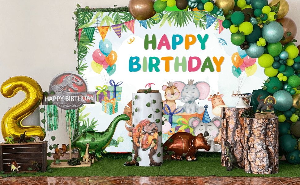 Safari Jungle Animals Backdrop Tropical Green Leaves Girl - Temu Australia