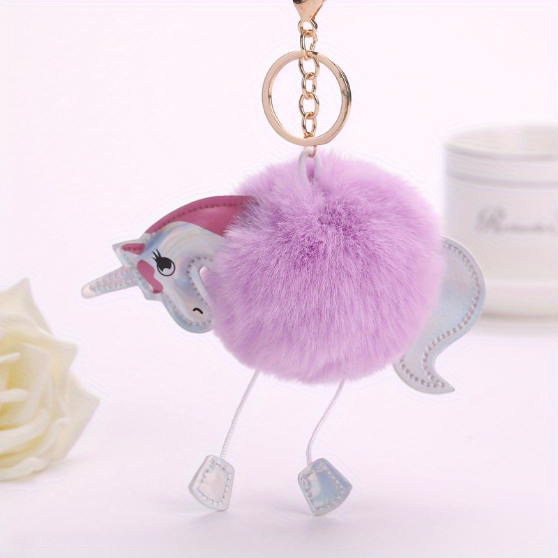 Unicorn & Pom Pom Keychain Keychain Cute Animal Key Ring Plush Purse  Handbag Car Charm Phone Pendant, Gift For Mother's Day - Temu Israel