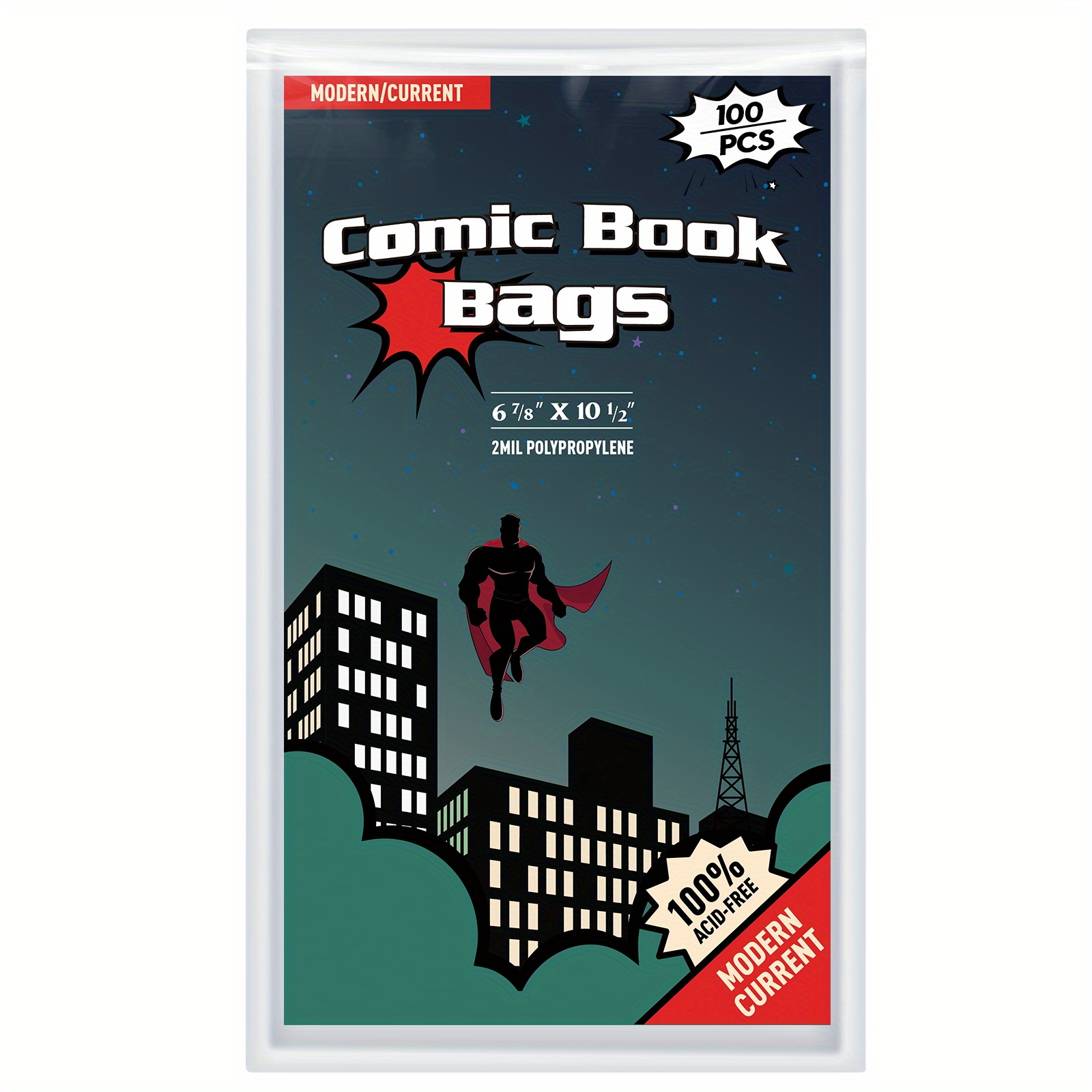 100 Count Comic Book Bags Current Size Comic Bags 7 2 X 10 5in