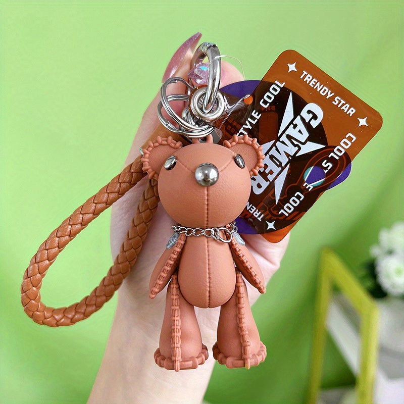 1pc Leather Bear Keychain Satchel Bag Baby Bear Keychain Bag Accessories  For Women Car Keychain For Girls Kids Mom Dad Decorative Gift, Save Money  On Temu