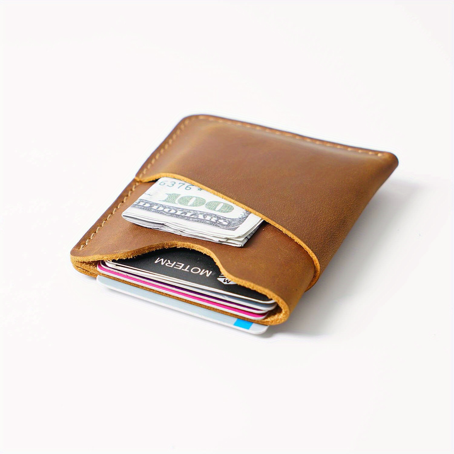 Ultra Slim Genuine Leather Card Holder Wallet For Men Thin Folding