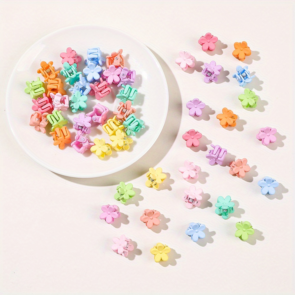 50pcs Cartoon Flower Hair Claw Clip Solid Banana Clip