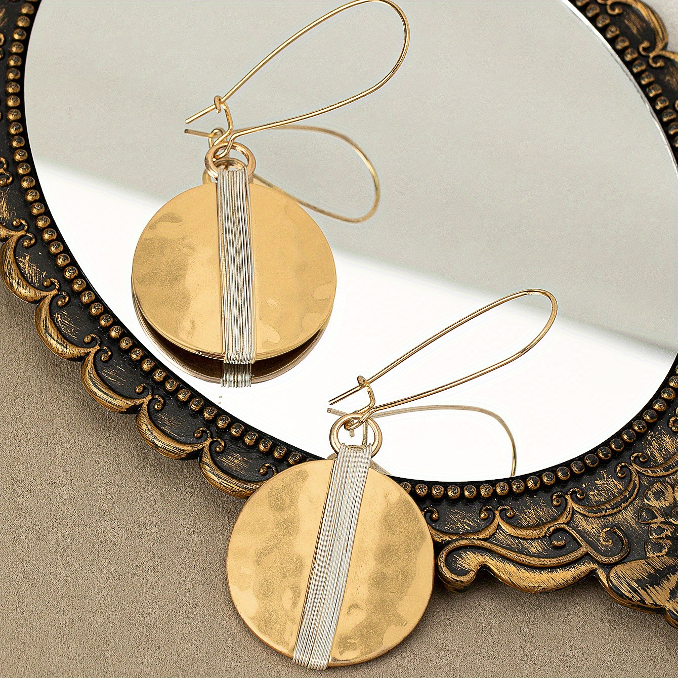 Vintage Round Threaded Earrings, Long Dangle