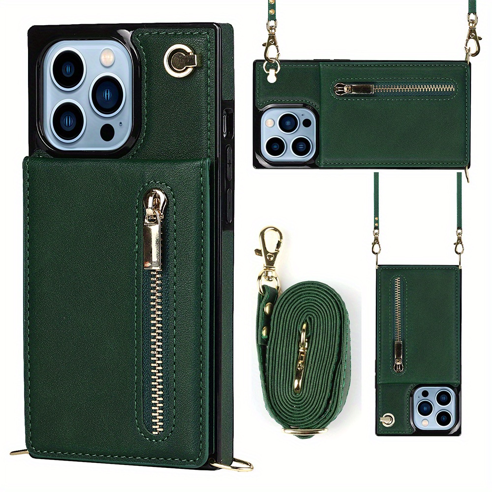 For Iphone 14 Plus 13 12 11 Pro Max Wallet Case With Card Holder, Pu  Leather Case With Ring Stand Detachable Wrist Strap - Temu Bahrain