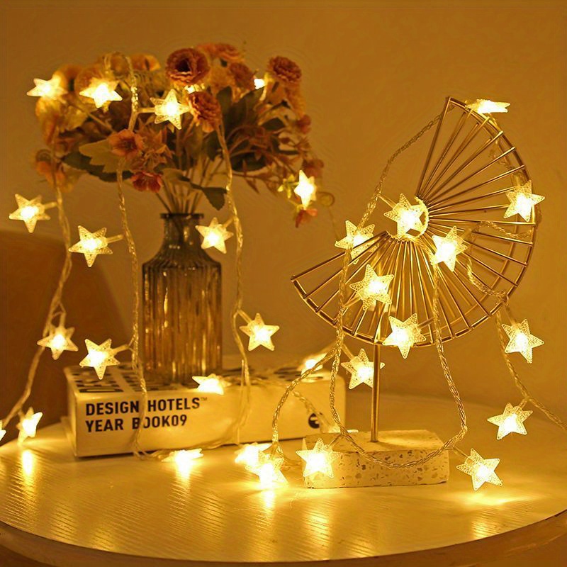 1pc Star-Shaped Fairy Lights - Battery-Powered, Indoor Decor for Mother'S Day, Halloween, Christmas, and Parties - Soft Warm Glow, PVC Material, No Electronic Components Needed, Party Lighting | Starlight Effect | Durable Plastic Lights, Fairy Lights Decor
