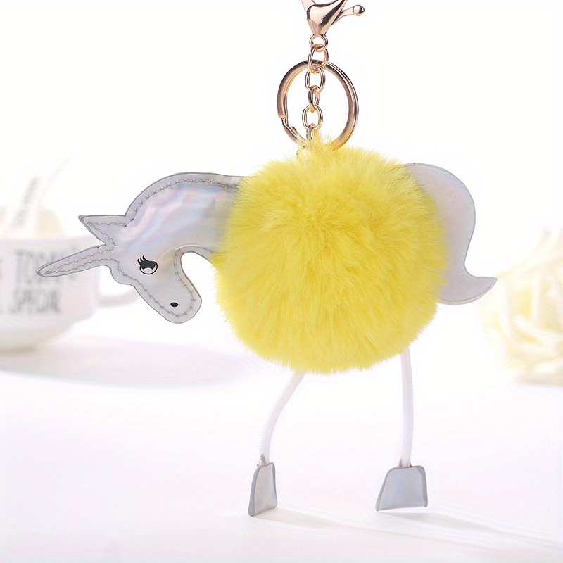 Unicorn & Pom Pom Keychain Keychain Cute Animal Key Ring Plush Purse  Handbag Car Charm Phone Pendant, Gift For Mother's Day - Temu Israel