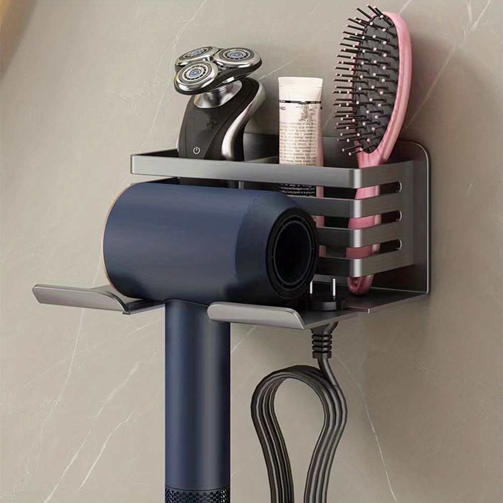 Soporte para secador de pelo de pared, caja organizadora de secador de pelo,  soporte para secador de pelo, estante para soplador de inodoro, accesorios  de baño - AliExpress