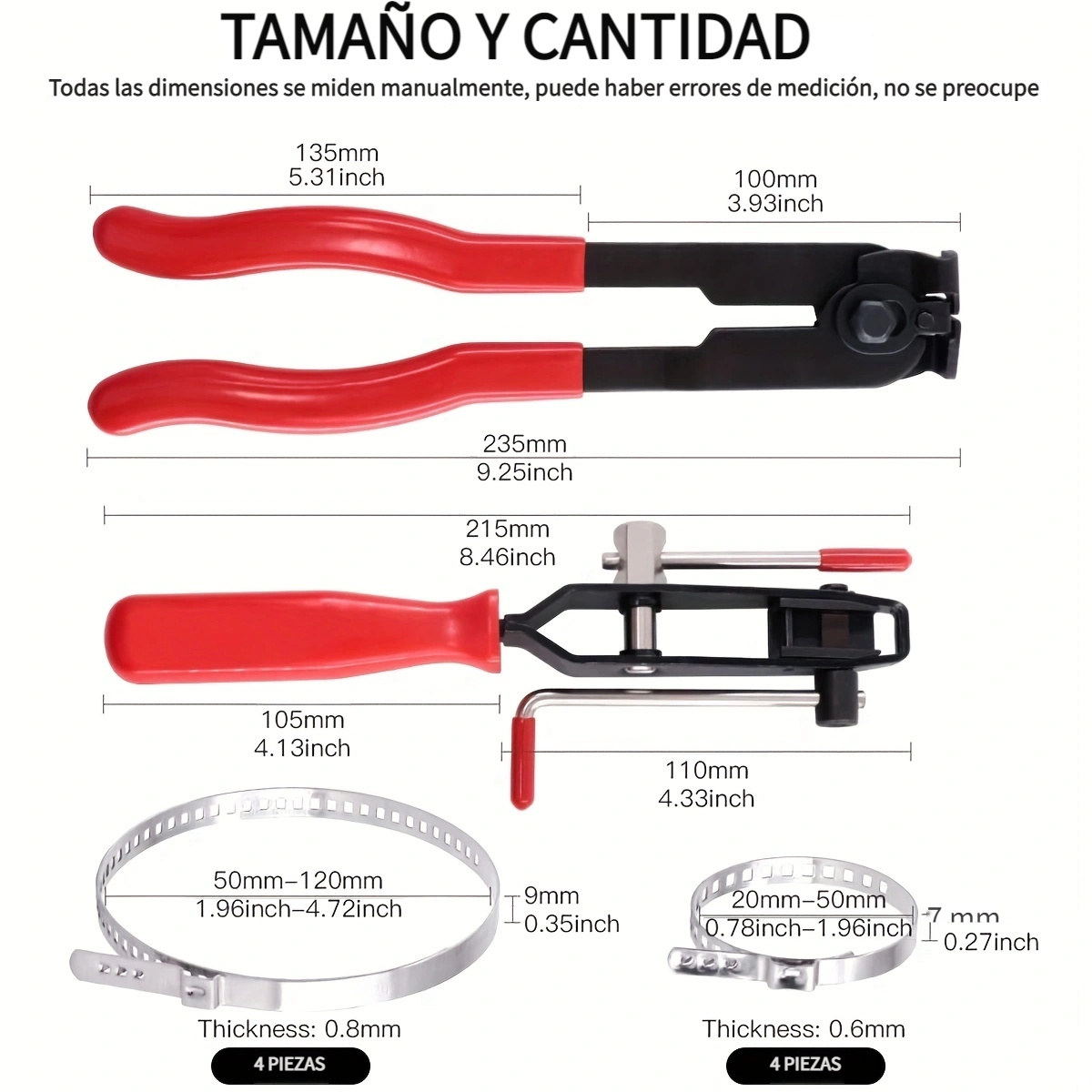 Riwesomey Abrazaderas de eje de arranque de banda de junta de CV ATV de  coche de acero, herramienta de alicates automotrices de mano antideslizante  Herramientas y ferretería Grampo e Alicate Riwesomey TO008625-03