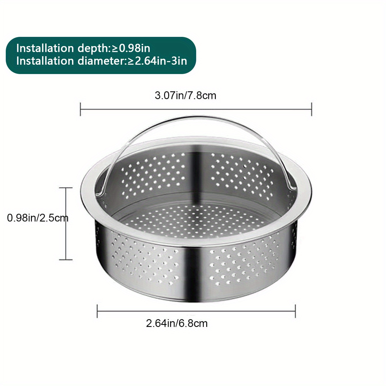 Stainless Steel Drain Filter With 2.5cm Mesh, Suitable For Kitchen Sink And Washbasin To Prevent Clogging