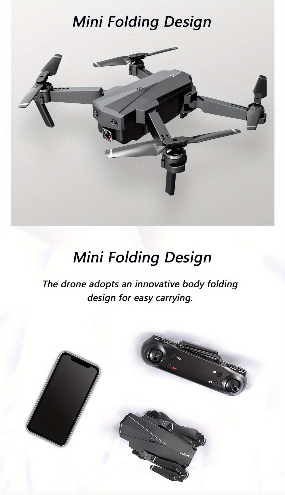 outdoor drone with hd dual camera for aerial photography steady altitude hovering optical flow position 360 surround flying trajectory flying folding design details 2